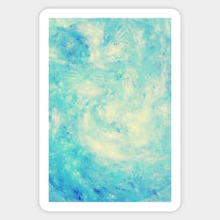 Turquoise and Cream Powder Splash Liquid Swirl Abstract Artwork Sticker